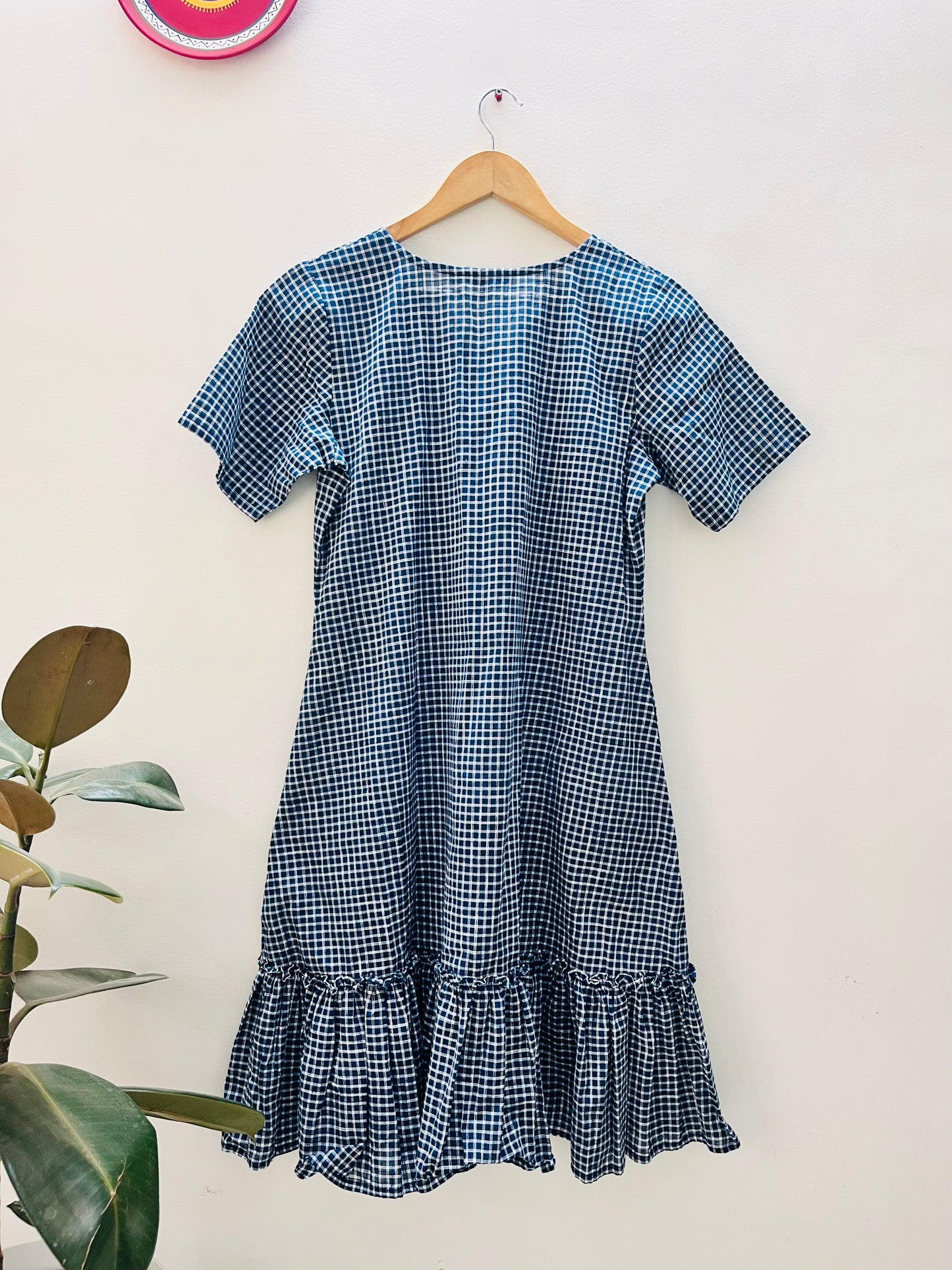 Blue handloom checks dress XS and M