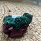 Maroon and green Ikat scrunchie