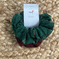 Maroon and green Ikat scrunchie