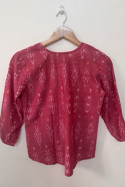 Pink Ikat top-S