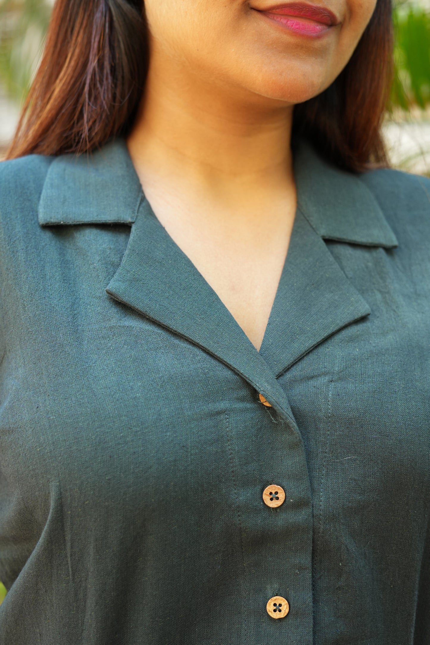 Malai Cotton Shirt-Bottle Green-S