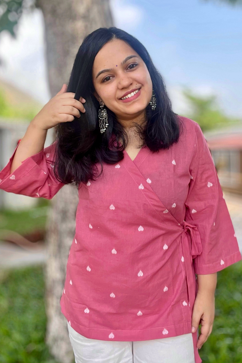 Hadia Wrap Top in Pale Rose main image 0