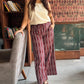 Maroon wide legged Ikat pants