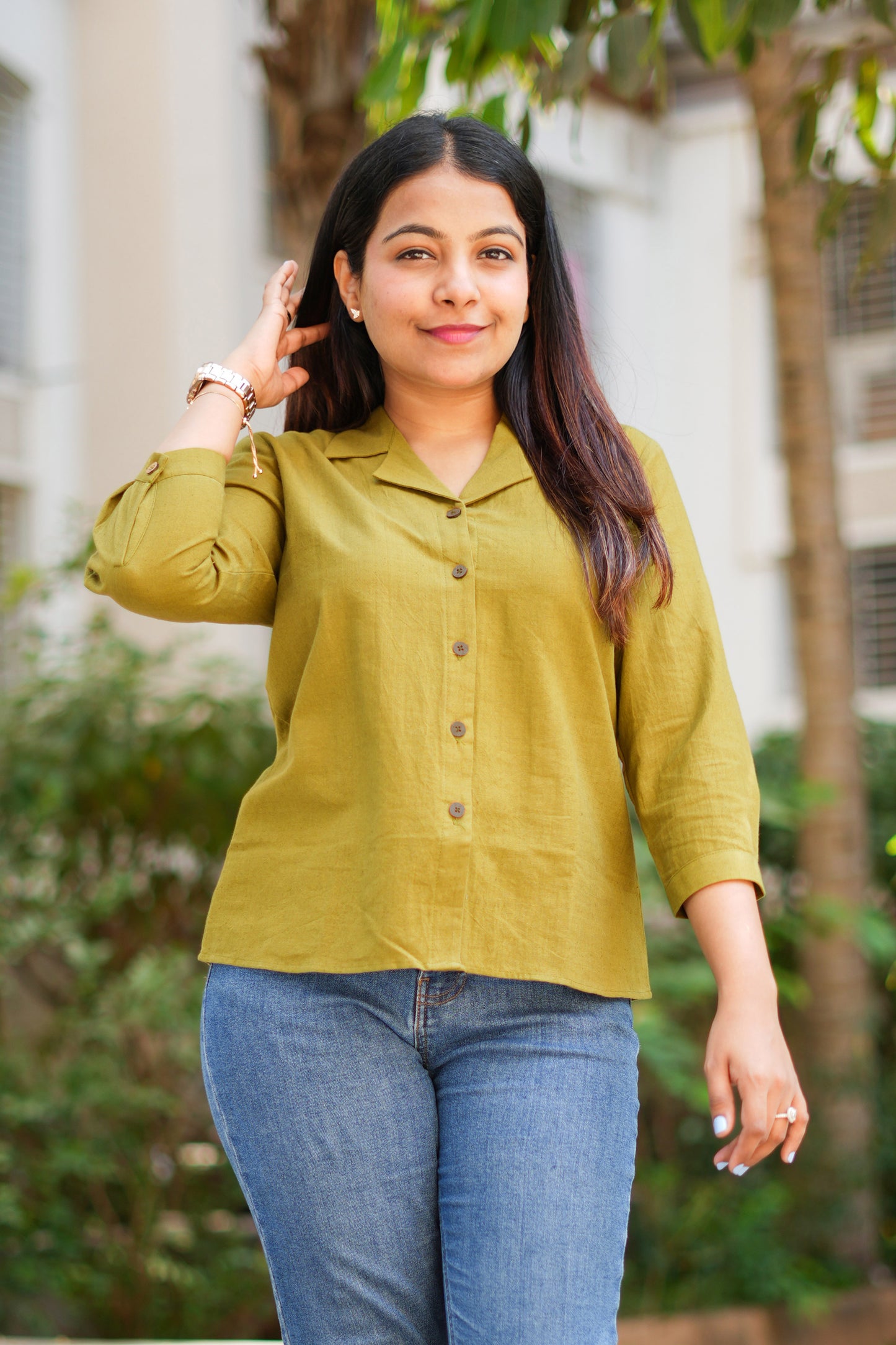 Malai Cotton Shirt-Olive