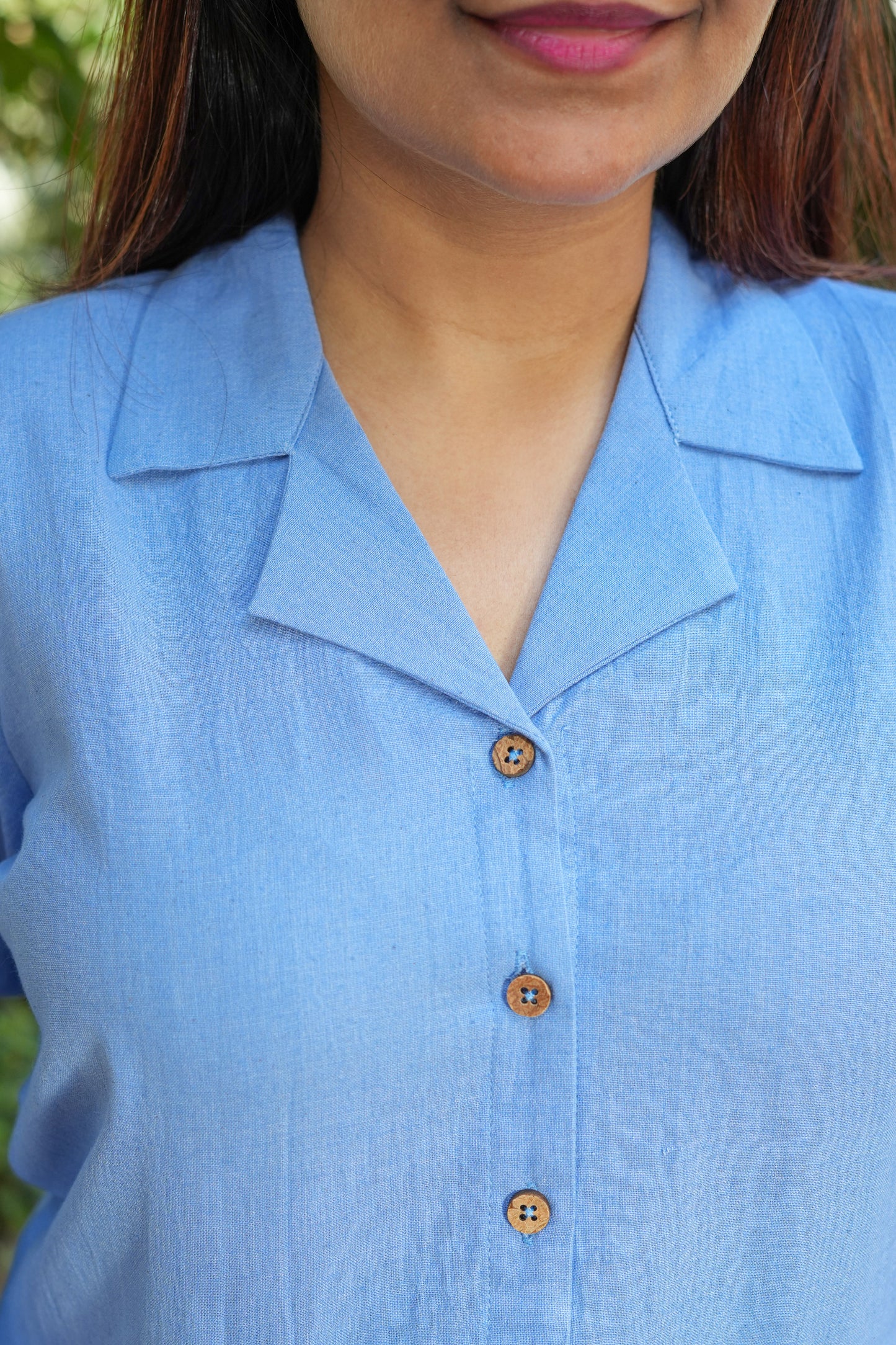Malai Cotton Shirt-Powder blue