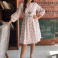 White spring block printed dress