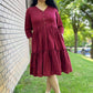 Berry red handloom dress - SILAYI