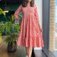 Apricot block printed Dress - SILAYI