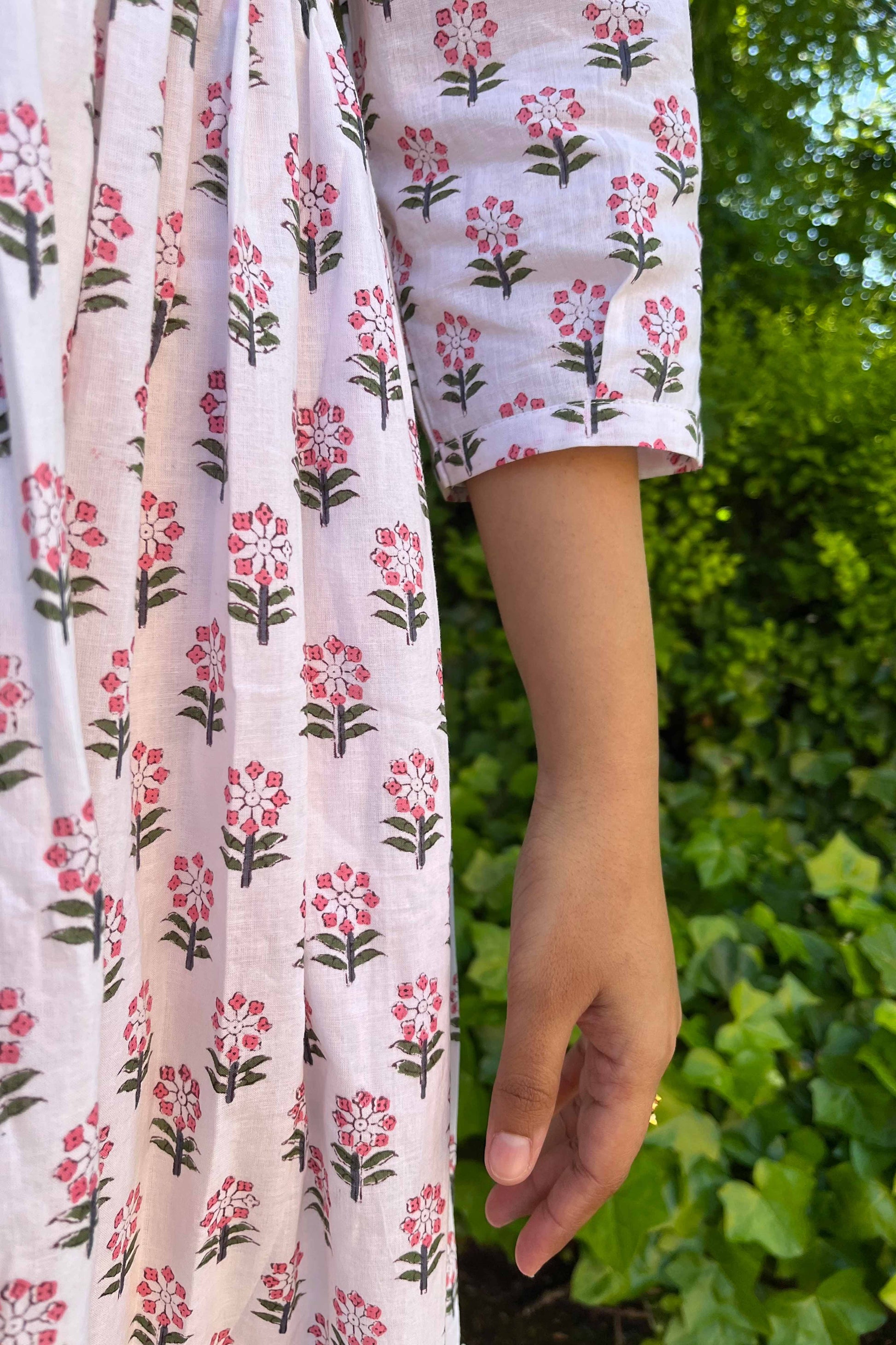 White Block Printed Dress - SILAYI