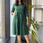Bottle Green Ikat Dress - SILAYI
