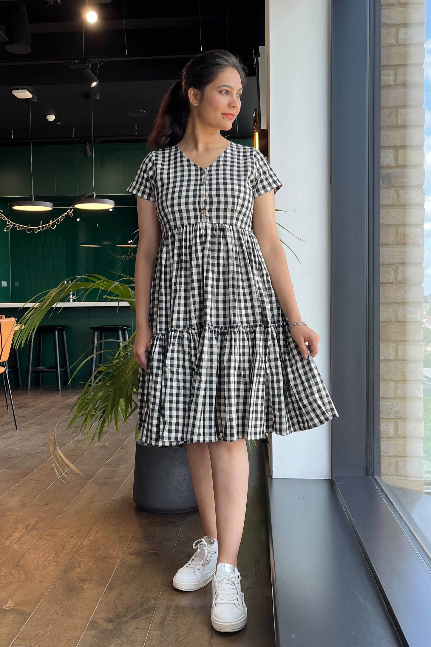 Black & White Checks Dress - SILAYI