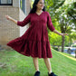 Berry red handloom dress - SILAYI