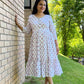 White Block Printed Dress - SILAYI