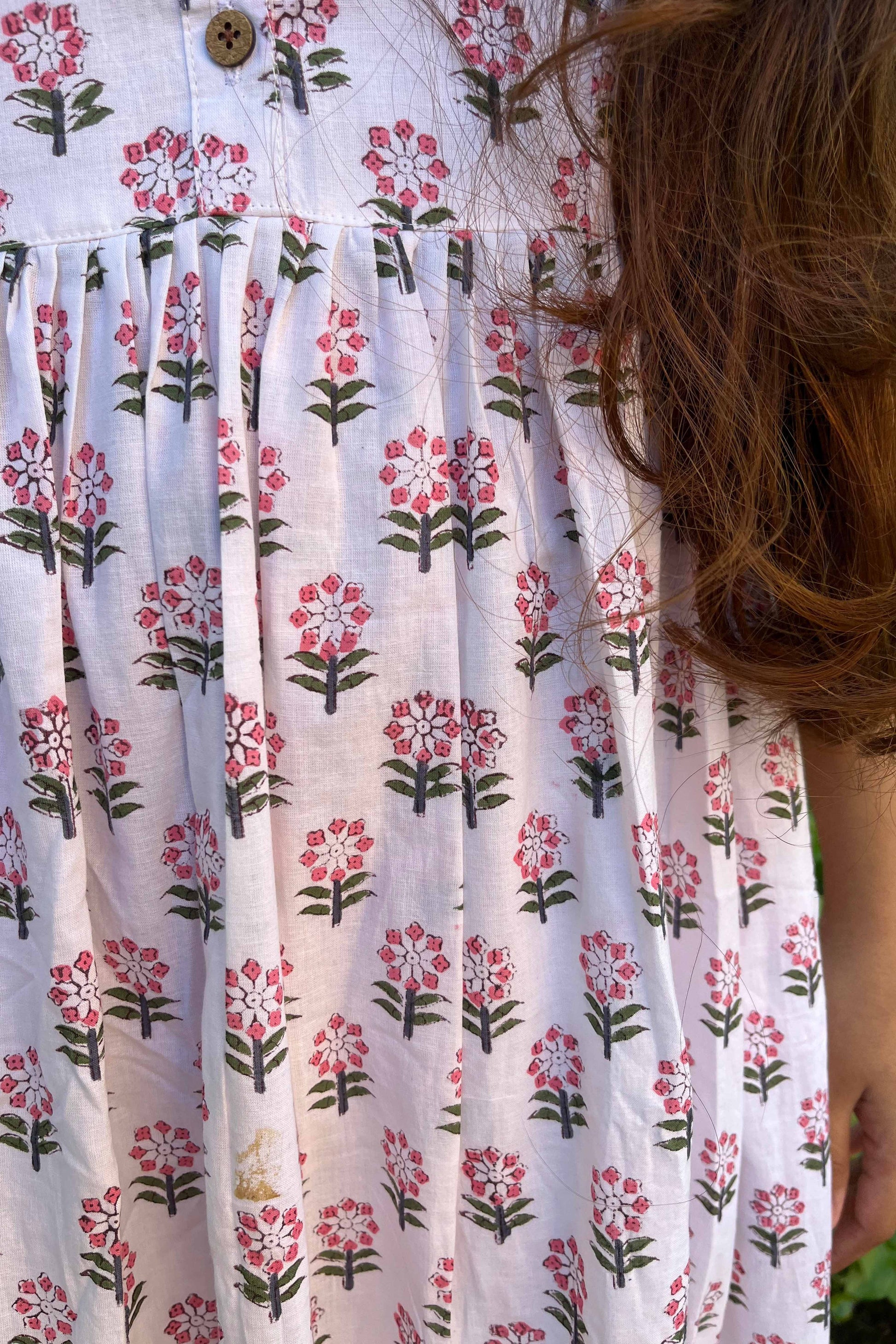 White Block Printed Dress - SILAYI