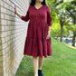 Berry red handloom dress - SILAYI