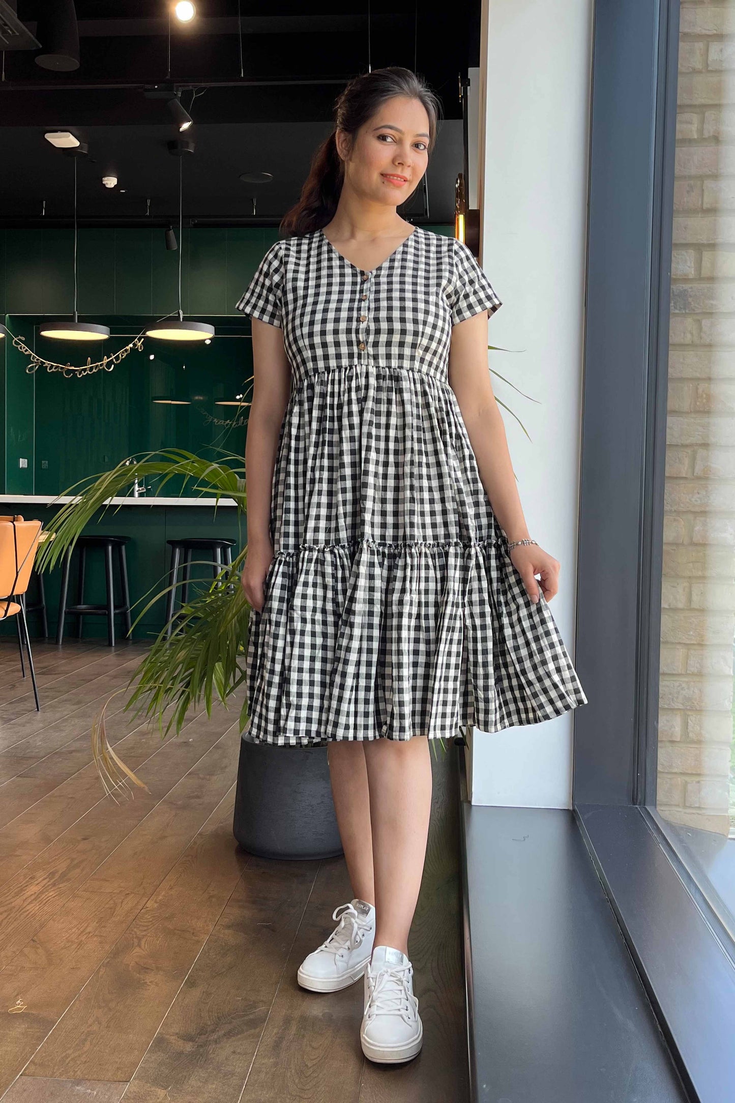 Black & White Checks Dress - SILAYI