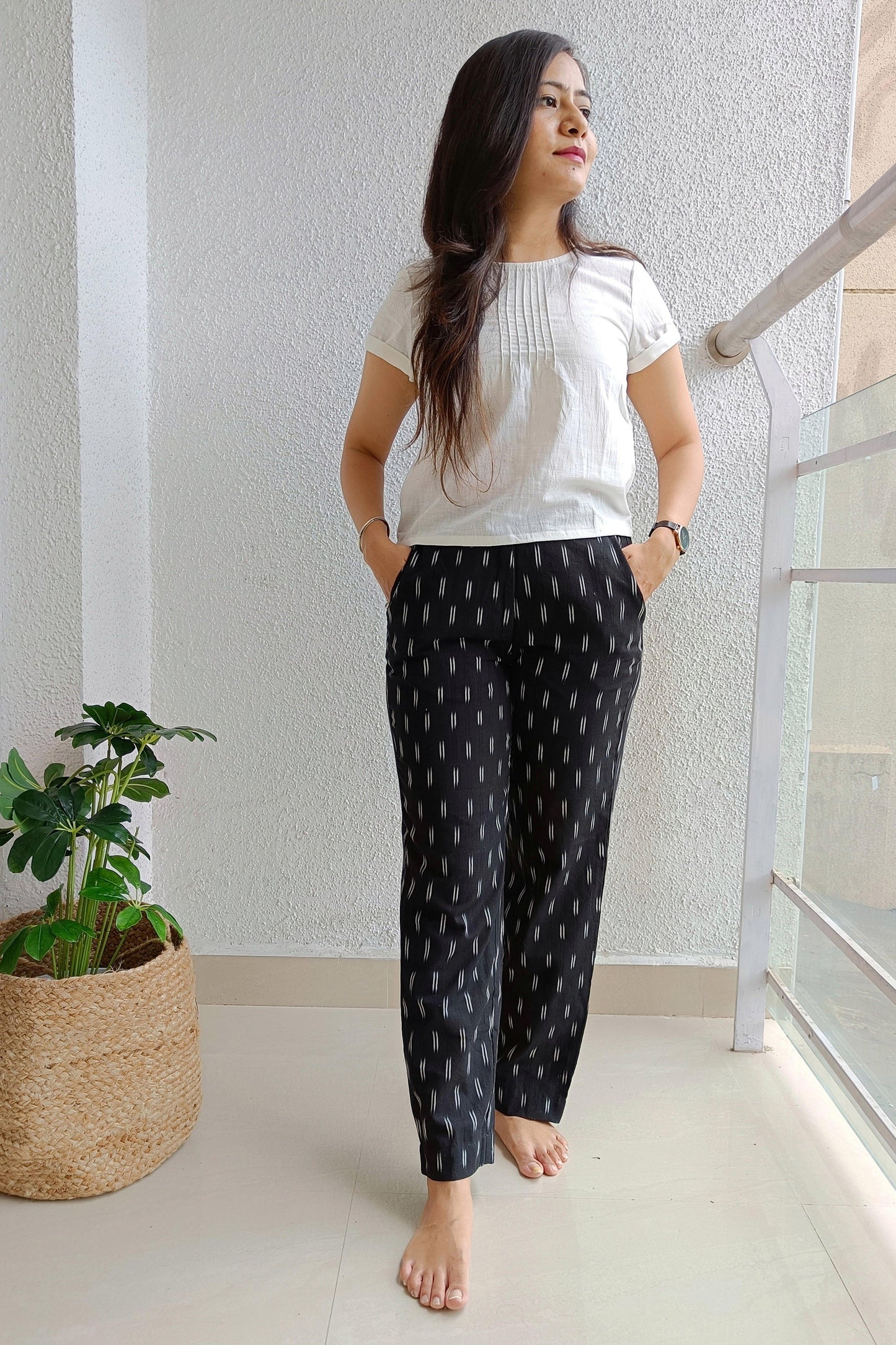 Black ikat pants - www.silayi.in