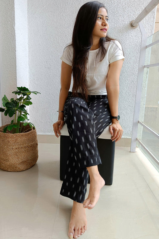 Black ikat pants - www.silayi.in