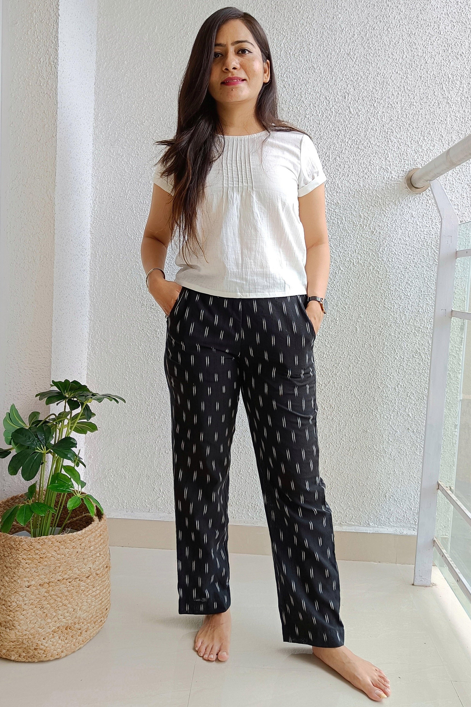 Black ikat pants - www.silayi.in