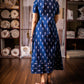 Navy blue high low ikat dress - www.silayi.in