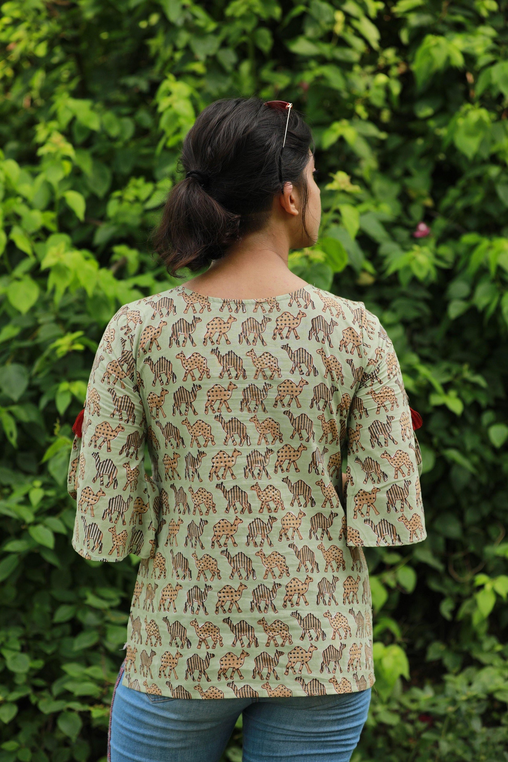 Camel print top - www.silayi.in