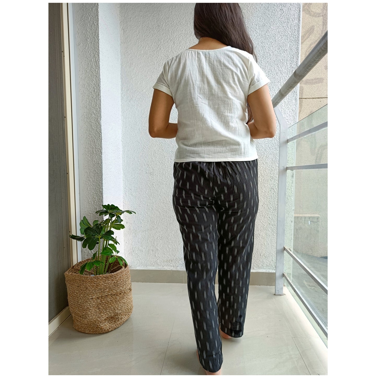 Black ikat pants - SILAYI