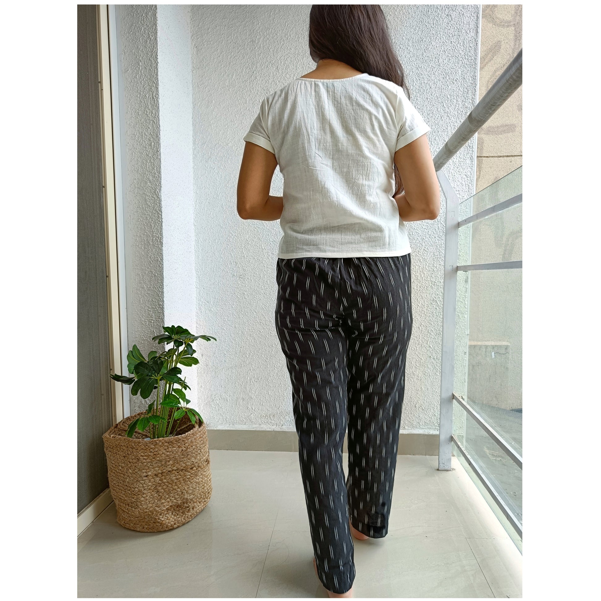 Black ikat pants - SILAYI