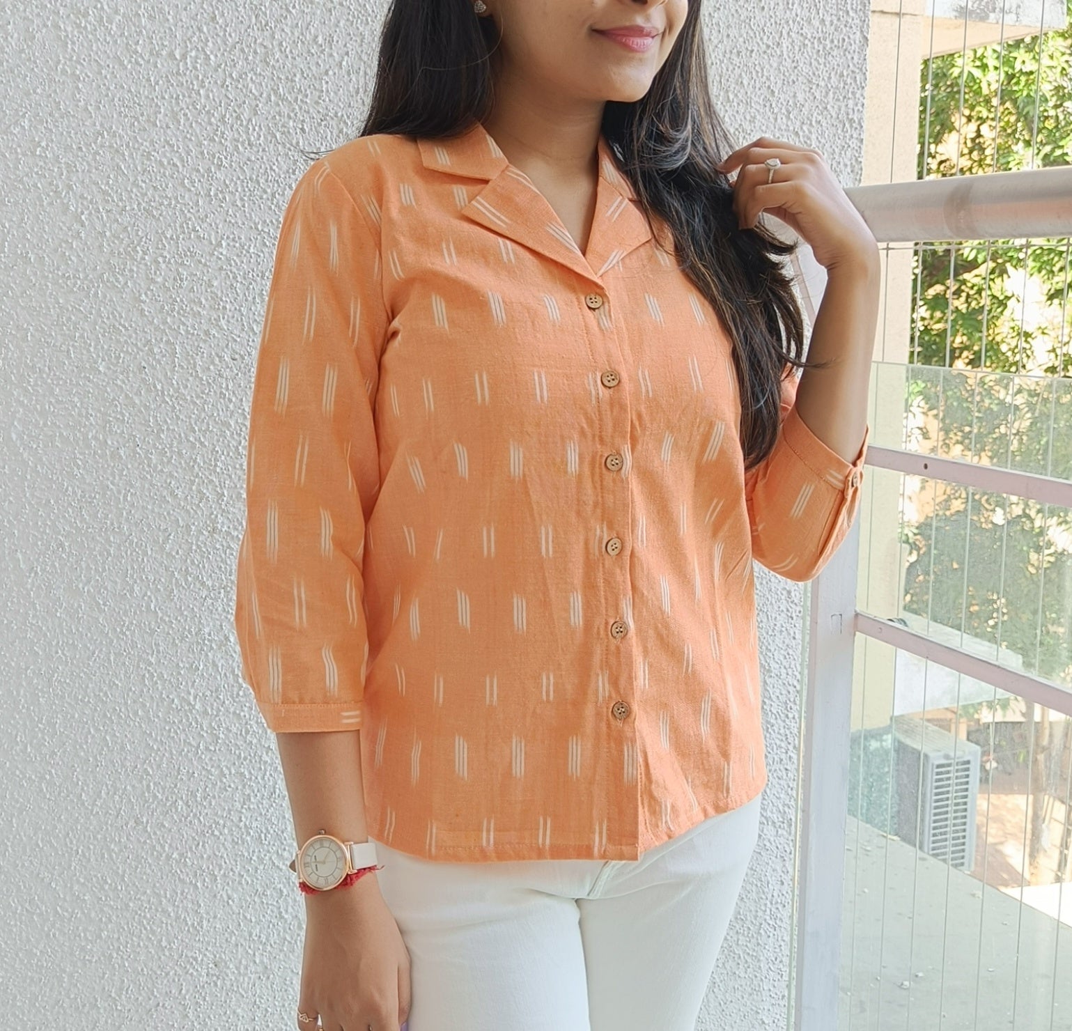 Peach Ikat shirt - SILAYI