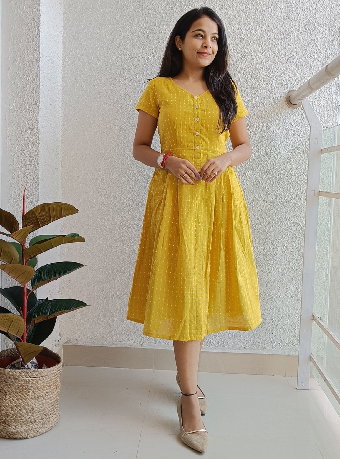 Yellow handloom dress - SILAYI