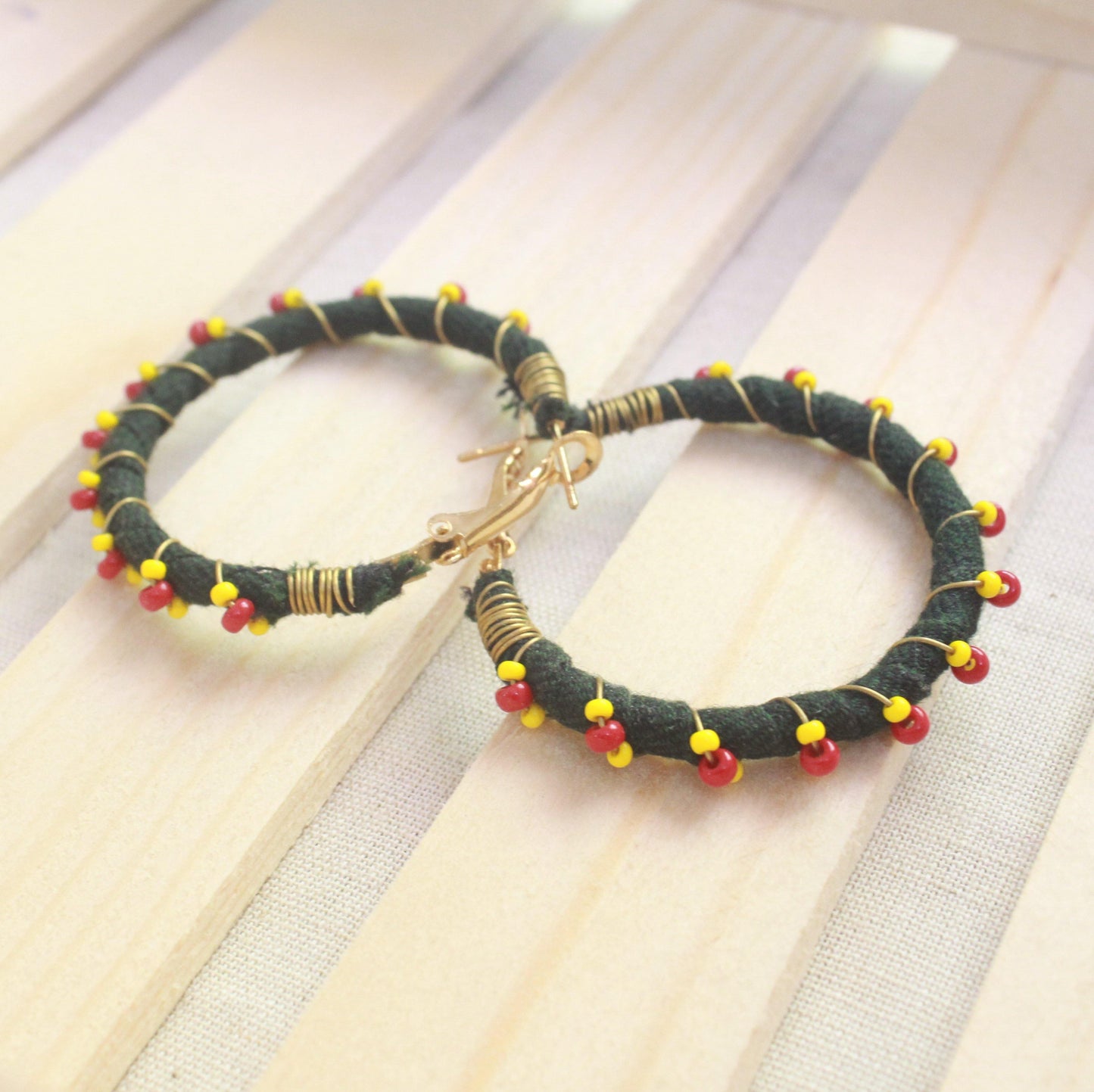 Bottle green hoops - www.silayi.in