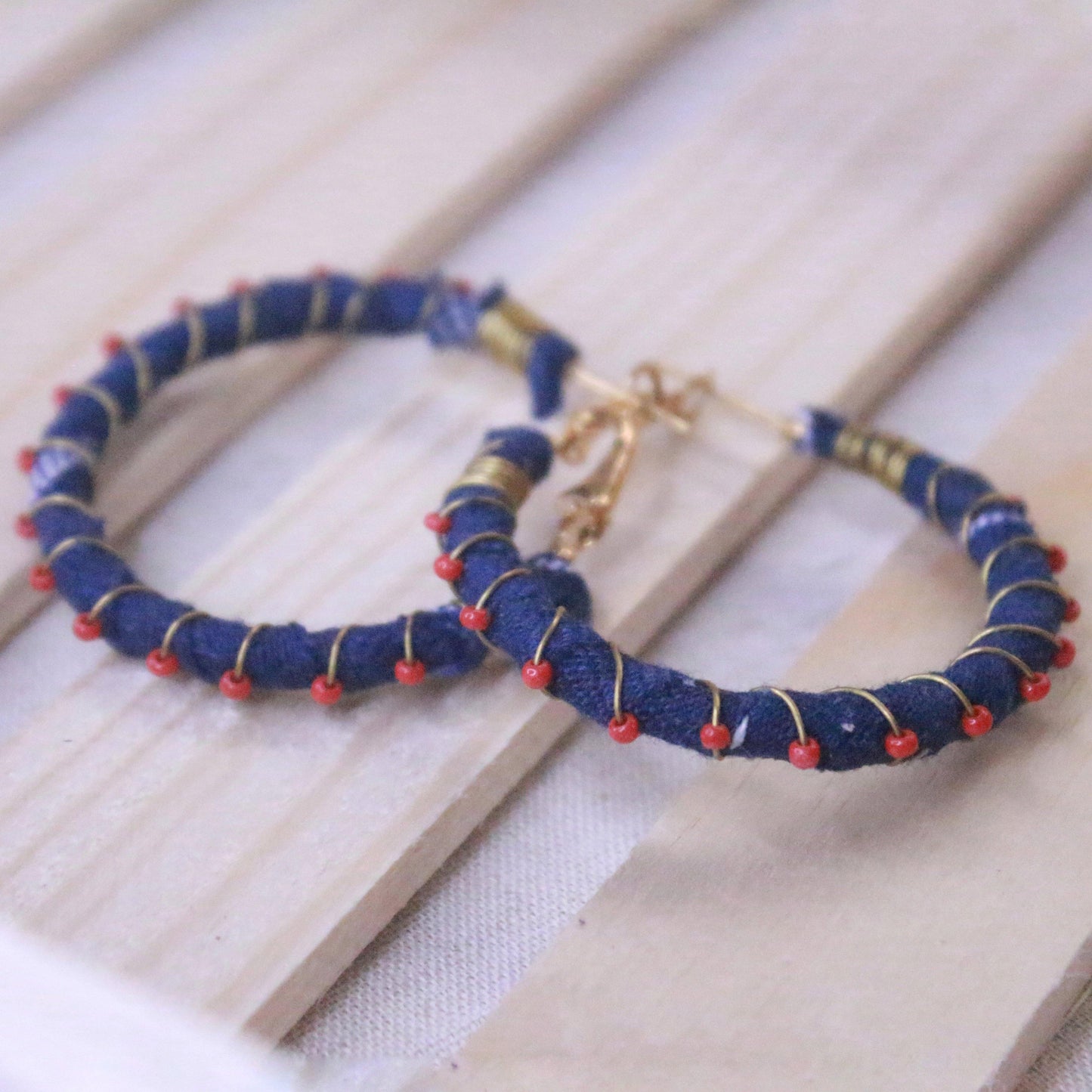 Blue fabric hoops - www.silayi.in