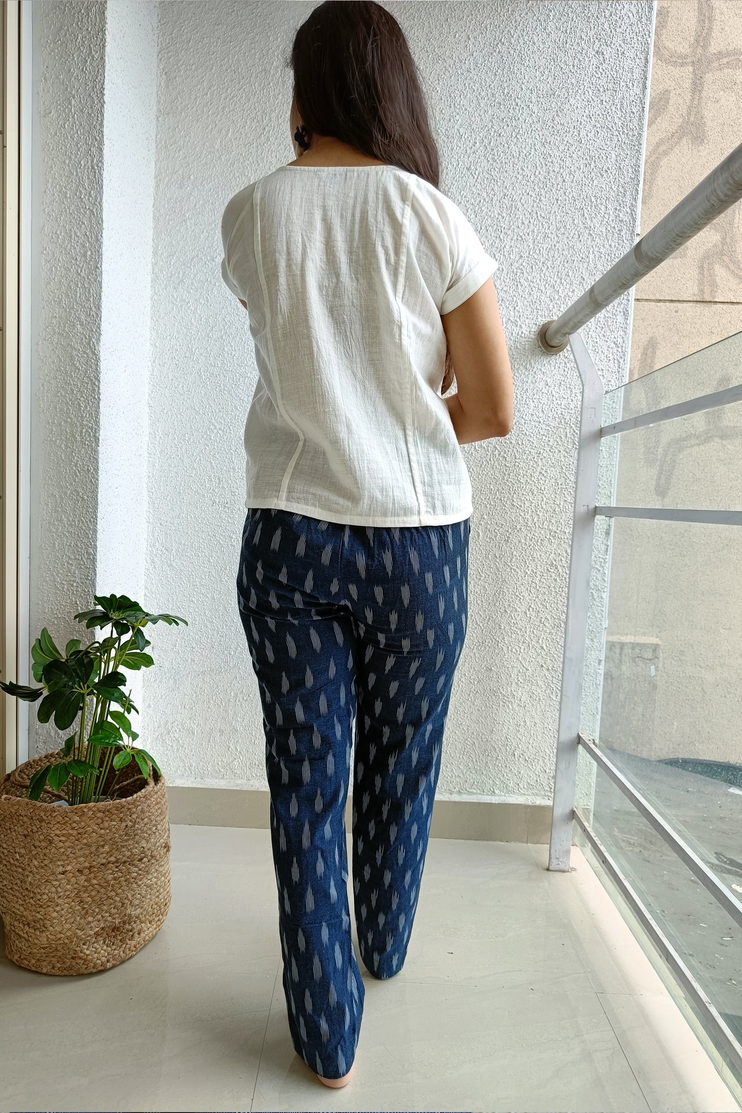 Navy Blue ikat pants - SILAYI