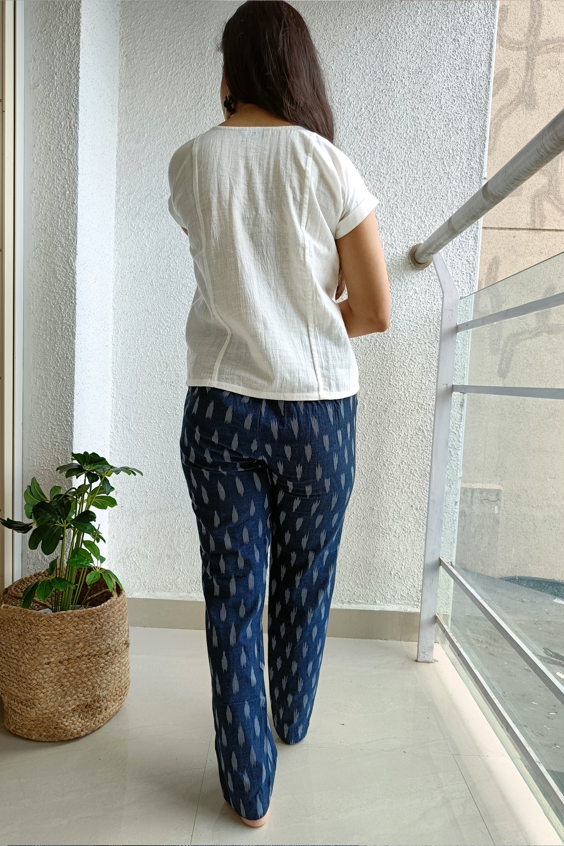 Navy Blue ikat pants - SILAYI