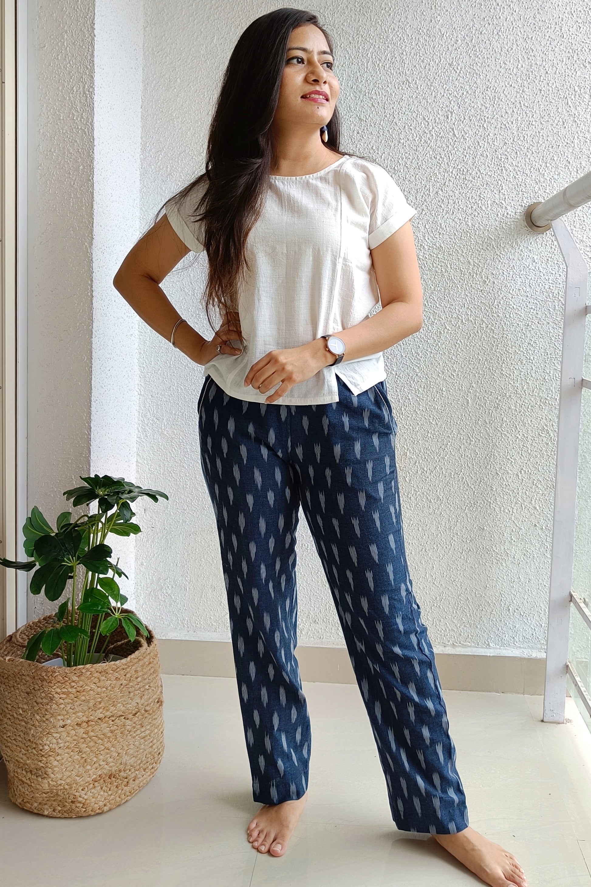 Navy Blue ikat pants - SILAYI