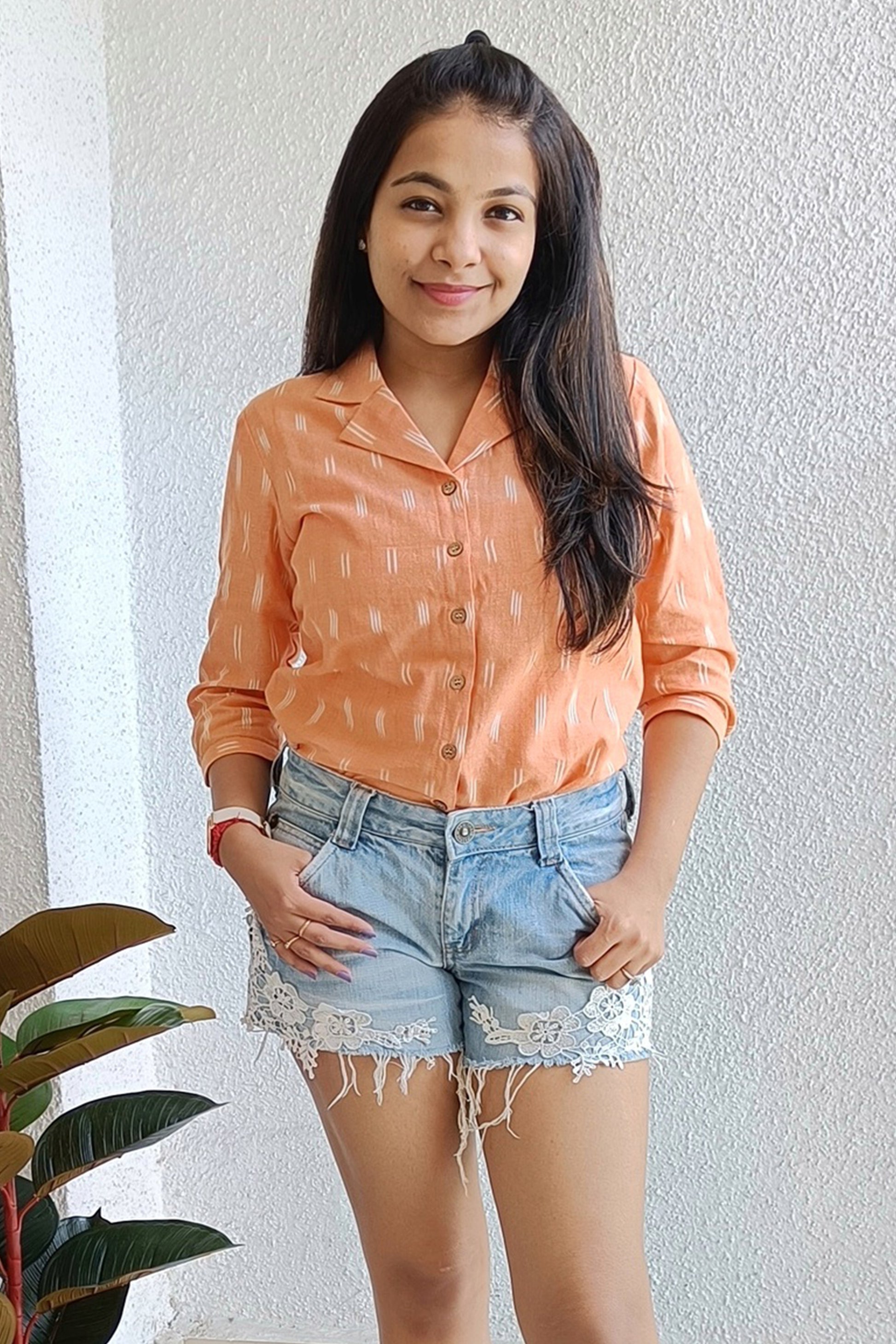 Peach Ikat shirt - SILAYI