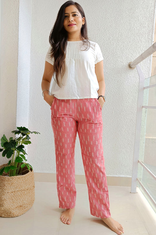 Peach Ikat pants - www.silayi.in