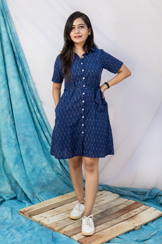 Teal ikat summer dress - www.silayi.in