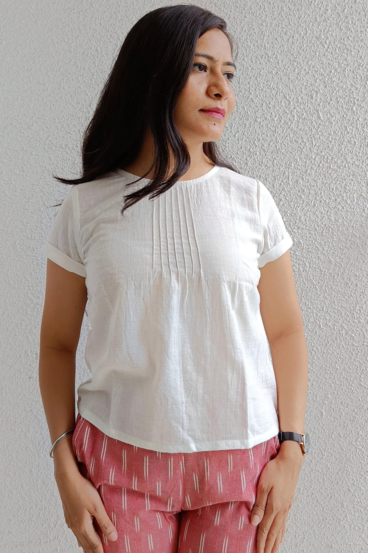 Dewy white khadi top - www.silayi.in