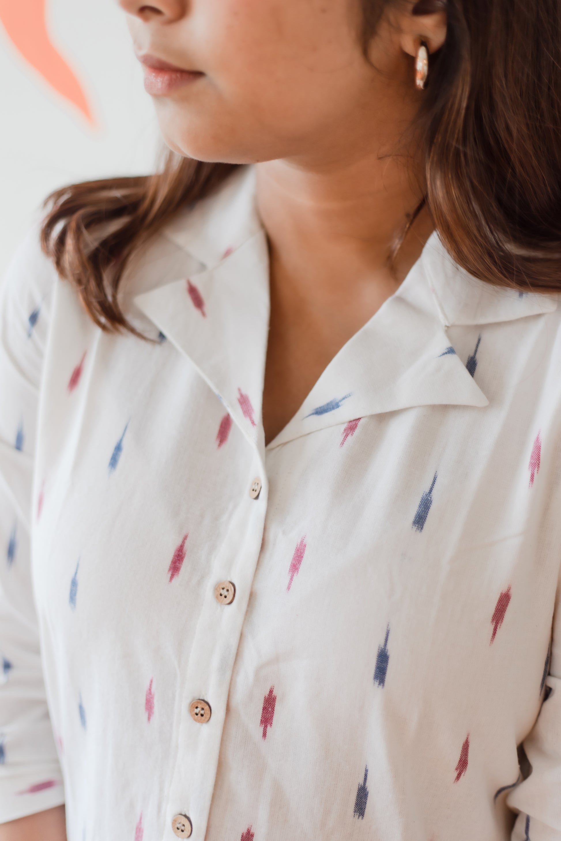 Daisy white Ikat shirt - SILAYI