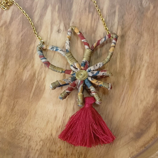 Kalamkari lotus neckpiece - www.silayi.in