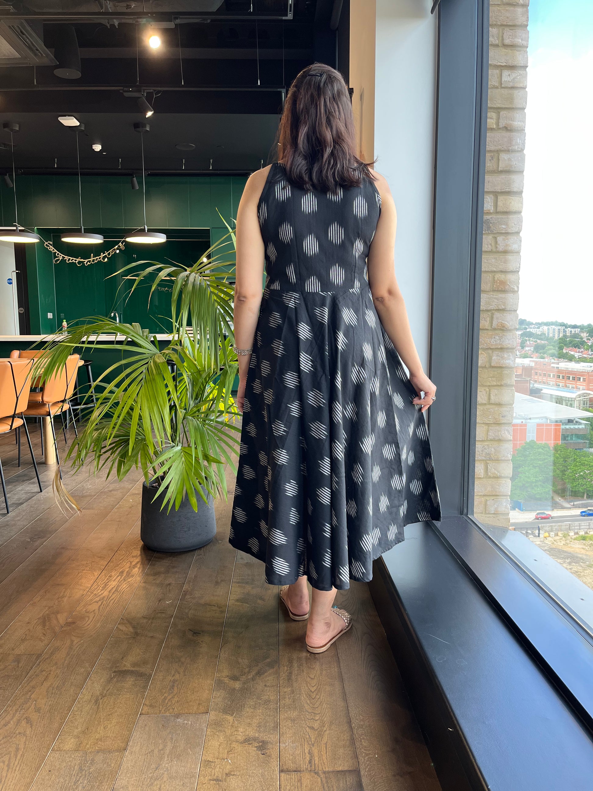 Black Circular Ikat dress - SILAYI